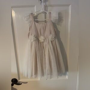 Popatu Cream Kids Tulle Dress with Floral Details (3T)